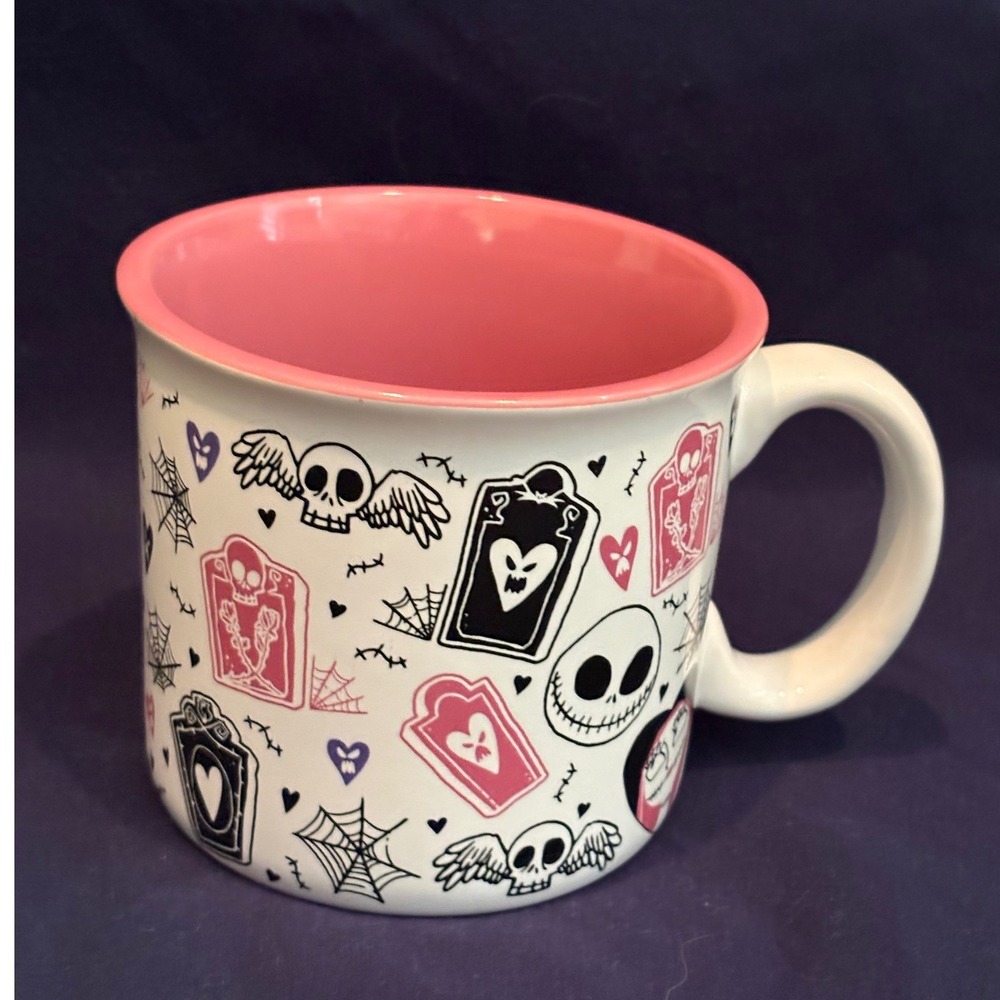 Disney Nightmare Before Christmas Jack & Sally Pink Interior Coffee Mug Zrike